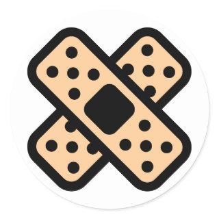 double band-aid classic round sticker