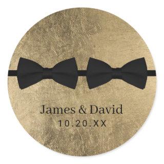 Double Bow Ties Modern Gold Gay Wedding Seal