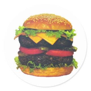 Double Deluxe Hamburger with Cheese Classic Round Sticker
