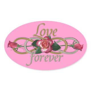Double Infinity - Roses Love forever Oval Sticker