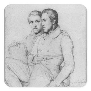 Double portrait of Hippolyte and Paul Flandrin Square Sticker