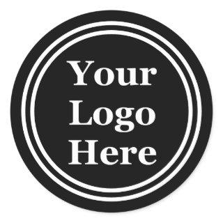 Double White Border Your Logo Here Classic Round Sticker