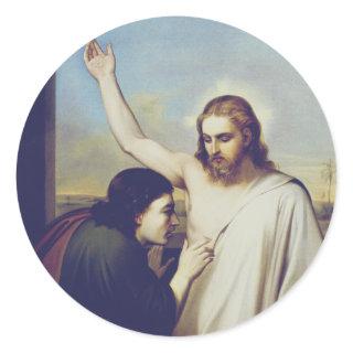 Doubting Saint Thomas by Silvestro Lega  Classic Round Sticker