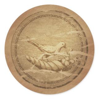 Dove & Cornucopia Good Fortune Classic Round Sticker