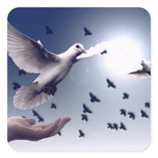 Dove Hand Trust Square Sticker