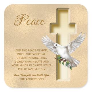 Dove of Peace Personalized Scripture Verse Square Sticker