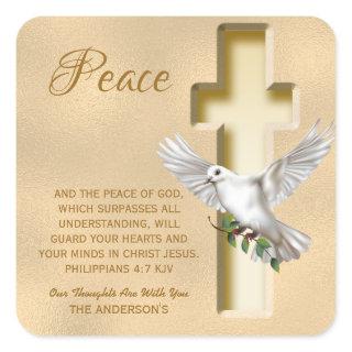 Dove of Peace Personalized Scripture Verse Square Sticker