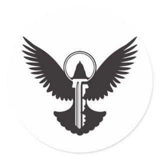 Dove with Key Classic Round Sticker