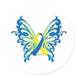Down Syndrome Butterfly Ribbon Classic Round Sticker