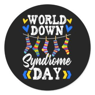 Down Syndrome Day Socks Down Syndrome Awareness 2  Classic Round Sticker