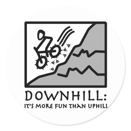 Downhill Thrill Mountain Biking Classic Round Sticker