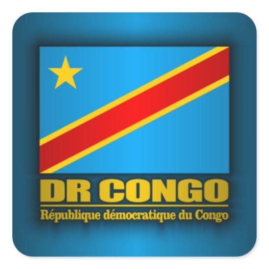 DR Congo Flag Square Sticker