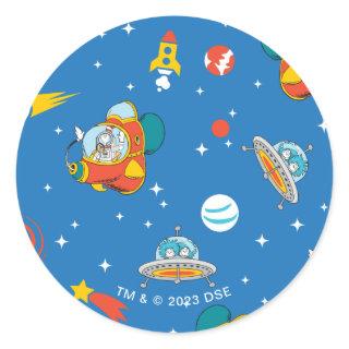 Dr. Seuss | Cat in the Hat Space Pattern Classic Round Sticker