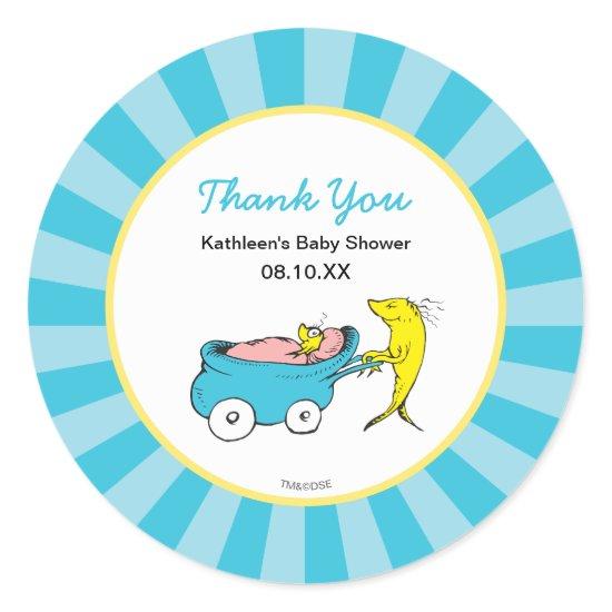 Dr. Seuss | One Fish - Boy Baby Shower Thank You Classic Round Sticker