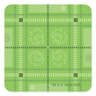 Dr. Seuss | St. Patrick's Day Plaid Pattern Square Sticker