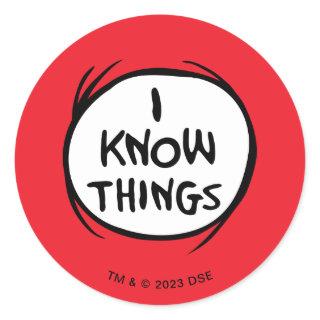Dr. Seuss | Thing One Thing Two - I Know Things Classic Round Sticker