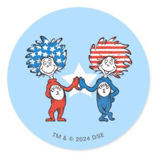 Dr. Seuss | Thing One Thing Two Patriotic Graphic Classic Round Sticker