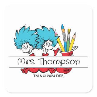 Dr. Seuss | Thing One Thing Two Teacher Name Square Sticker