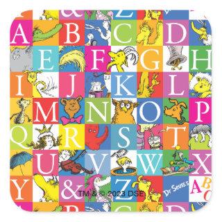 Dr. Seuss's ABC Colorful Block Letter Pattern Square Sticker