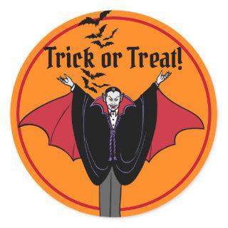 Dracula Red Cape Bats Halloween Classic Round Sticker
