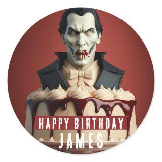 Dracula Vampire themed Cream Cake - Birthday Classic Round Sticker