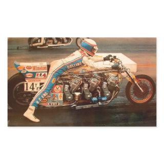 DRAG RACING. RECTANGULAR STICKER