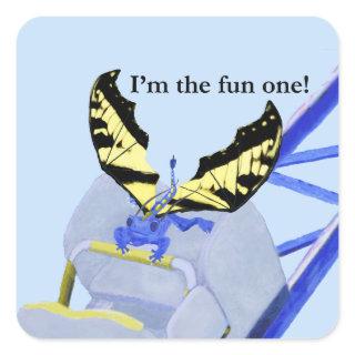 dragon and roller coaster square sticker