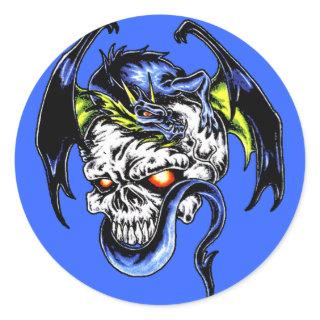 Dragon and Skull Classic Round Sticker