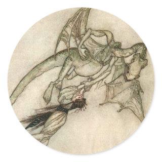 Dragon and the Princess Classic Antique Classic Round Sticker