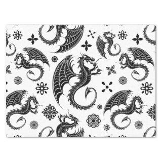 Dragon Black Shape Tattoo Style Tissue Paper