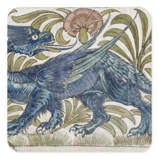 'Dragon' design for a tile (w/c on paper) Square Sticker