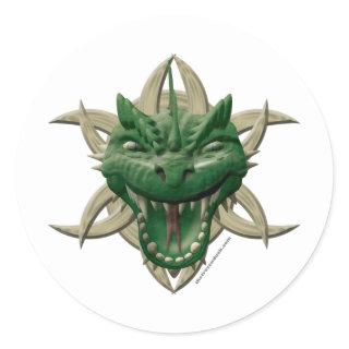 Dragon Head - Green Classic Round Sticker