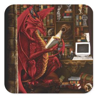 Dragon Podcast Library Square Sticker