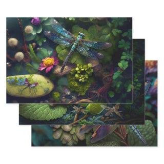 Dragonflies in Colorful Gardens Decoupage  Sheets