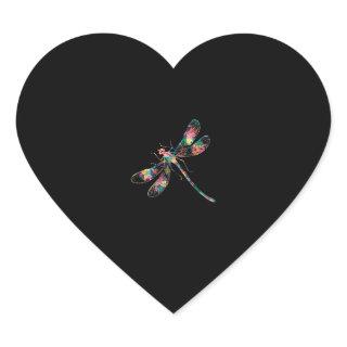 Dragonfly Abstract Color Summer Swarm Nymph Lover  Heart Sticker