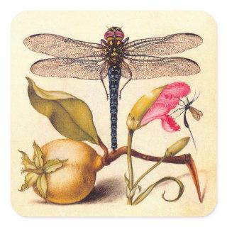 Dragonfly Botanical Nature Wildlife Square Sticker