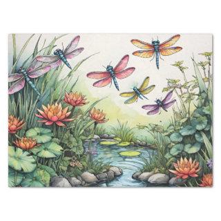 Dragonfly Pond Lili pads Dragonflies               Tissue Paper