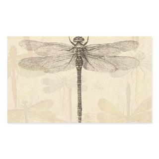 Dragonfly Vintage Antique Classic Nature Rectangular Sticker