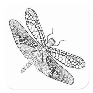 Dragonfly Zendoodle Square Sticker