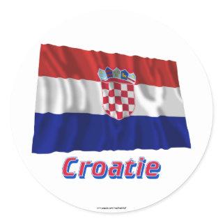 Drapeau Croatie avec le nom en français Classic Round Sticker