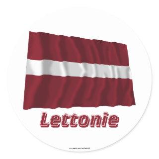 Drapeau Lettonie avec le nom en français Classic Round Sticker