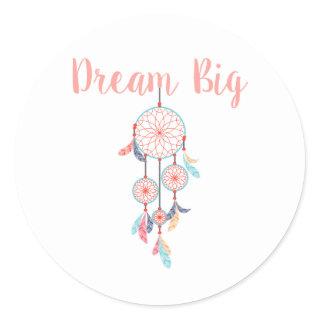 Dream Big Dreamcatcher Dream Catcher in Peach Classic Round Sticker