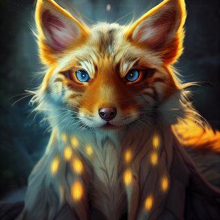 Dream Fantasy Blue Eyed Fox Vixen Portrait   Rectangular Sticker