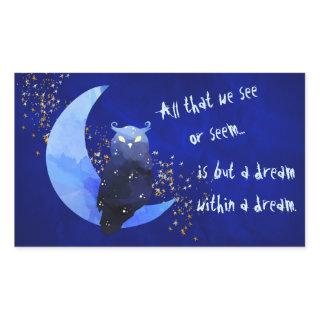 Dream Within a Dream Owl and Moon Rectangular Sticker