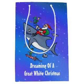 Dreaming Of A Great White Shark Christmas Custom Medium Gift Bag