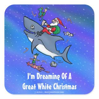 Dreaming Of A Great White Shark Christmas Square Sticker
