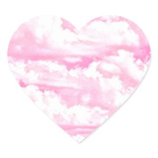 Dreamy Happy Pink Clouds Heart Sticker