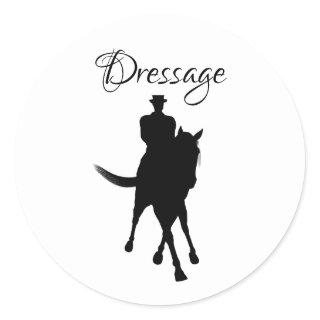 Dressage Horse And Rider Silhouette  Classic Round Sticker