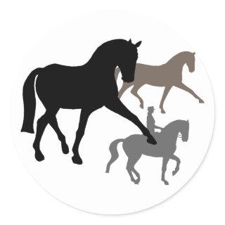 Dressage Horses Trio Classic Round Sticker
