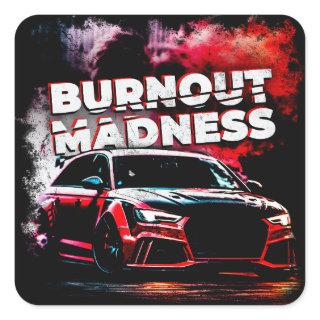 Drift Car Burnout Madness Drifter Powerslide Square Sticker